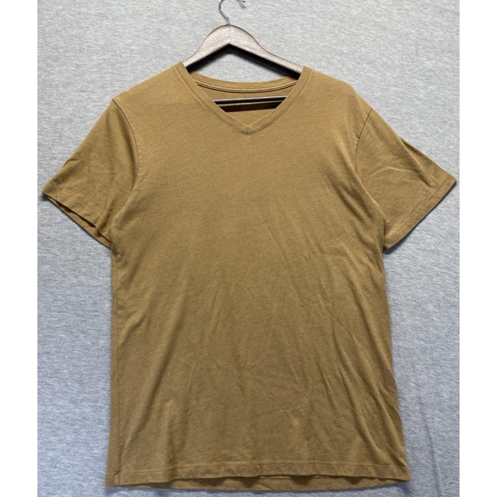 BCG T Shirt Mens Medium Camel Slub Texture Cotton V Neck Short Sleeve Casual